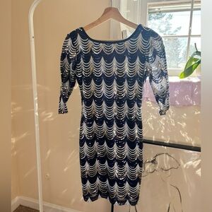 navy sequin party dress